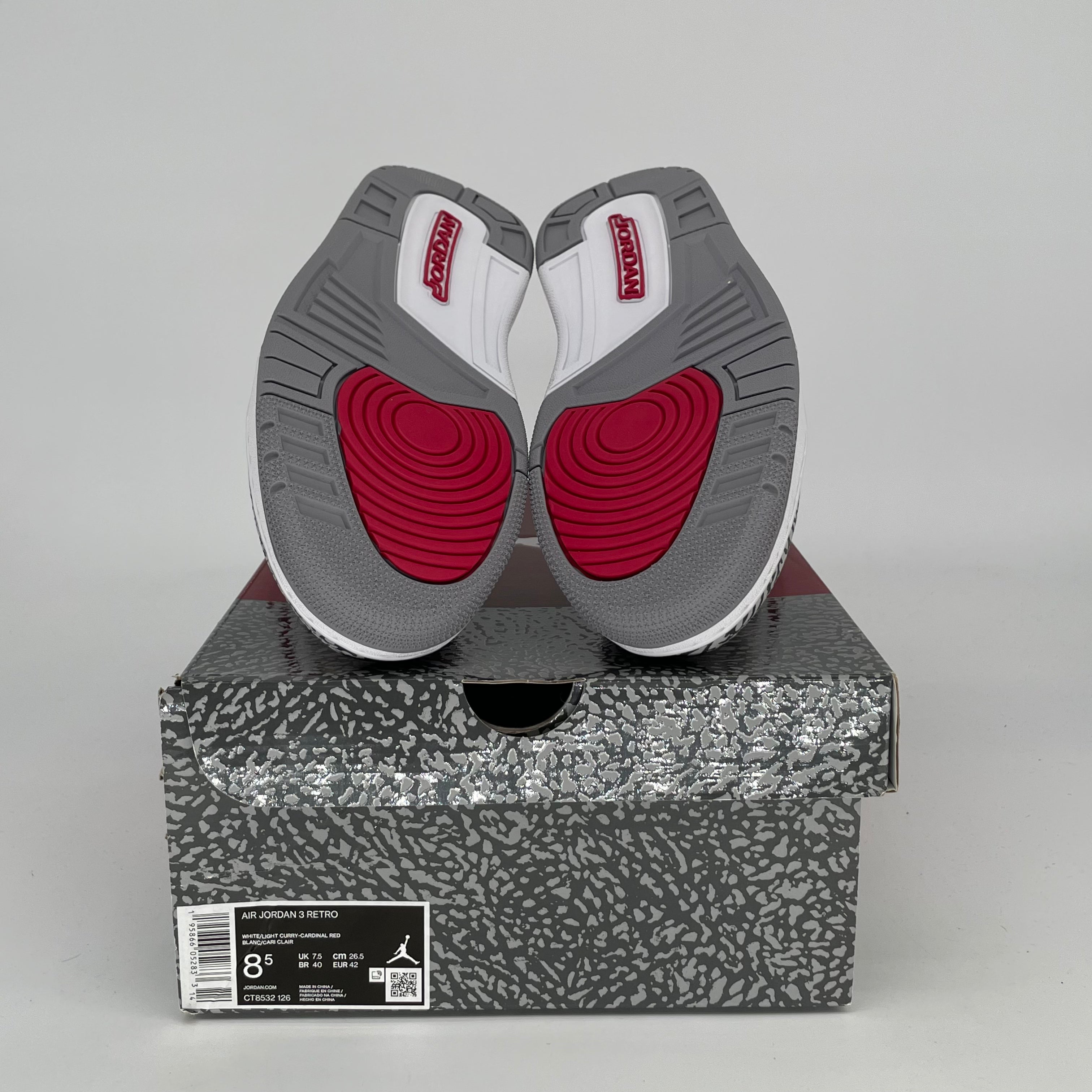 AIR JORDAN 3 Cardinal Red Retro Sneakers - Men's Size 8.5/Women's Size 10 (CT8532-126) | Basketball Shoes for Men & Women | Perfect for Streetwear & Court Performance