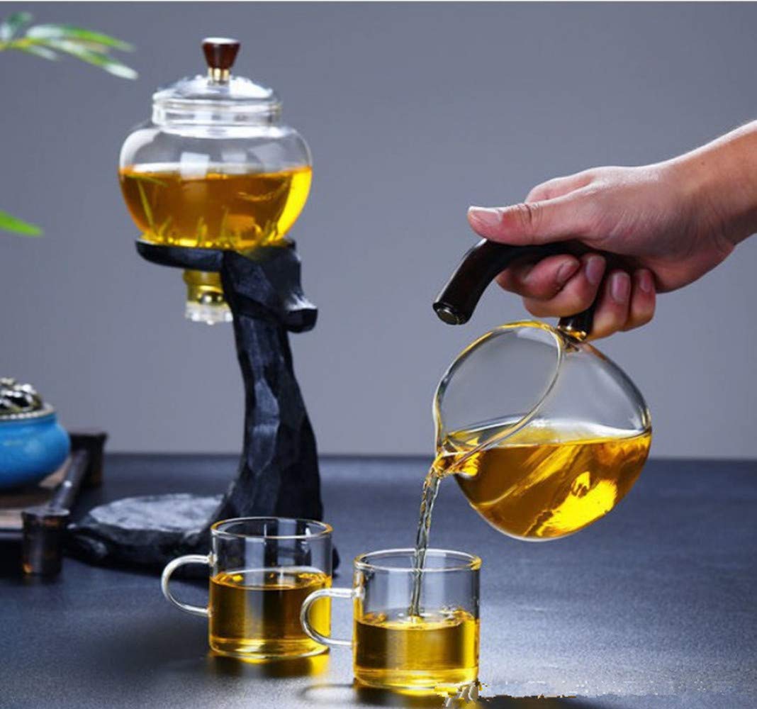 Premium Borosilicate Glass Teapot Set - Heat-Resistant Deer Design Teapot with Infuser - Perfect for Loose Leaf Tea, Herbal Tea & Iced Tea Brewing at Home, Office or Gift Giving (Black)