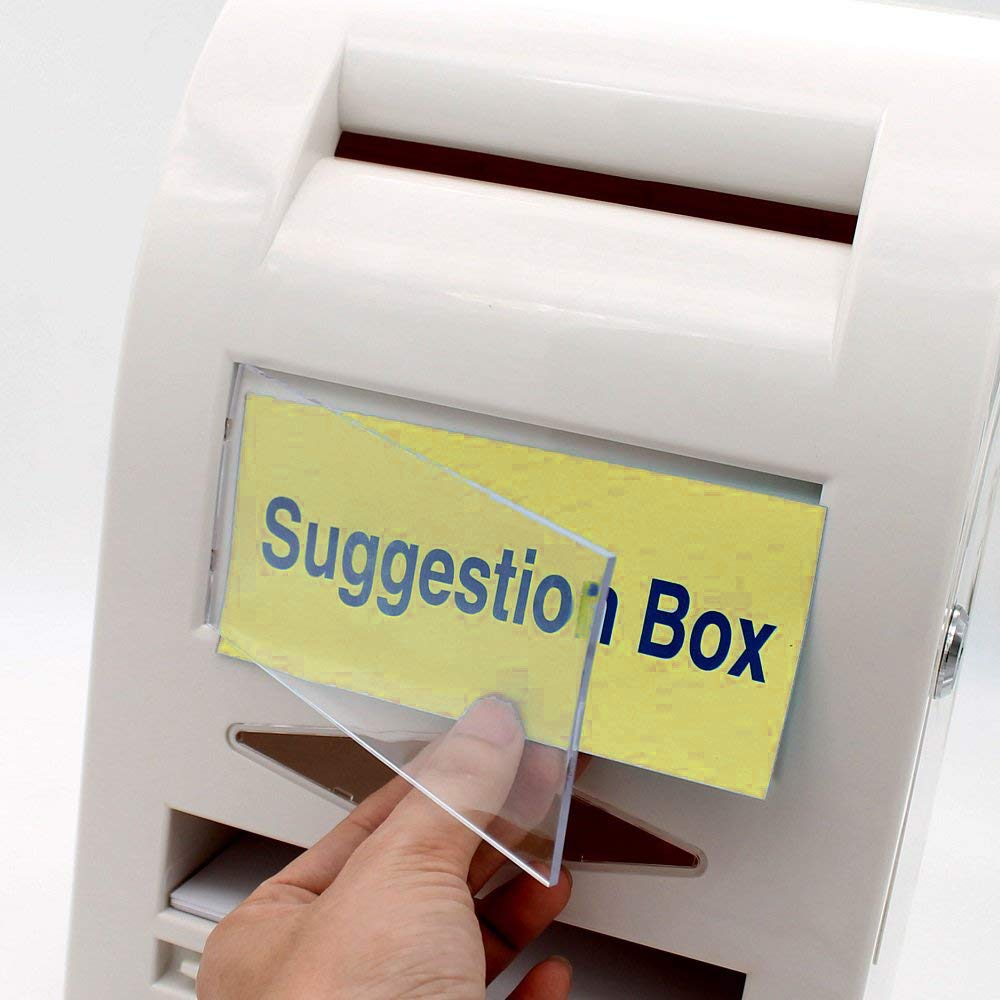 Wall/Countertop Lockable Suggestion Box with Labels & Pen - Office/Store Use