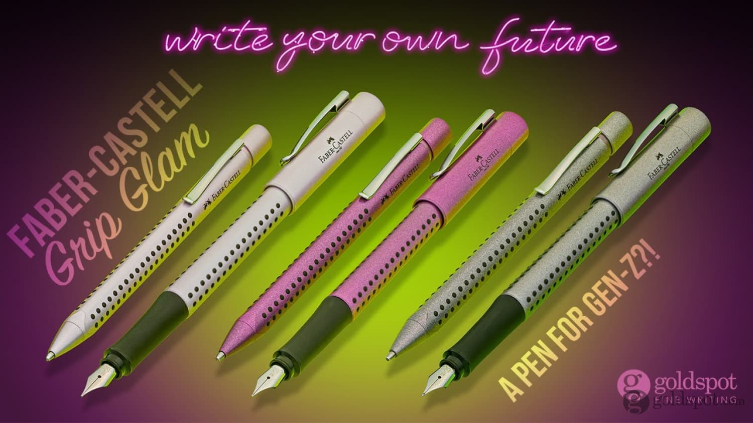 Faber-Castell Grip Fountain Pen - Silver Glam Elegant Writing Instrument for Calligraphy, Journaling & Office Use