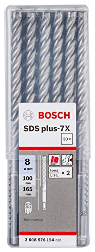 Bosch 2608576194 SDS-Plus-7 Hammer Drill Bit Set - 8mm x 6.5In (30 Pcs) - Professional Masonry & Concrete Drilling for Construction & DIY Projects