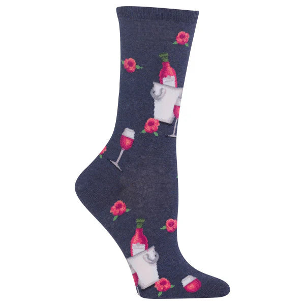 Women's Rose Wine Socks - Soft Comfortable Novelty Socks for Wine Lovers, Perfect for Gifts, Parties, and Relaxing at Home