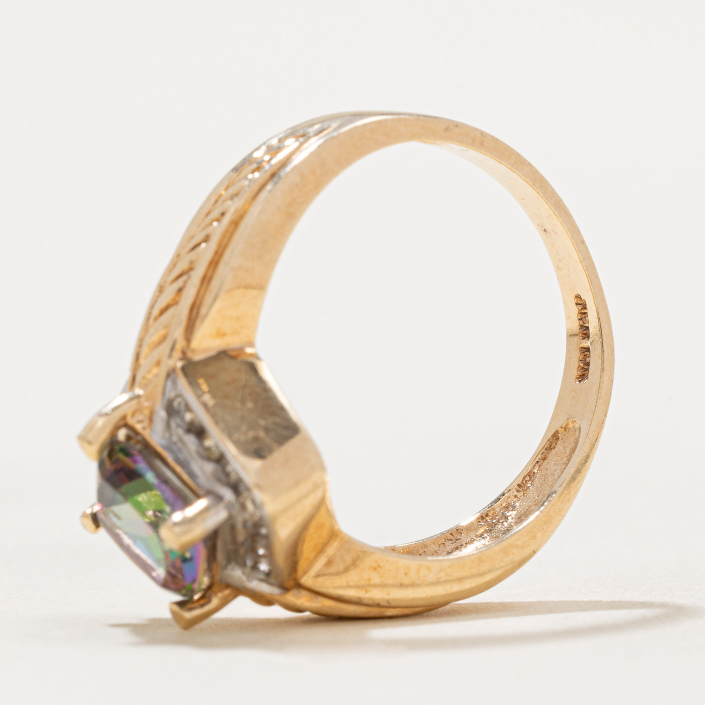 2.00ct Mystic Topaz & 0.14ctw Diamond Cocktail Ring - Size 8 | Elegant Evening Party Jewelry for Women | Perfect for Weddings, Anniversaries & Special Occasions