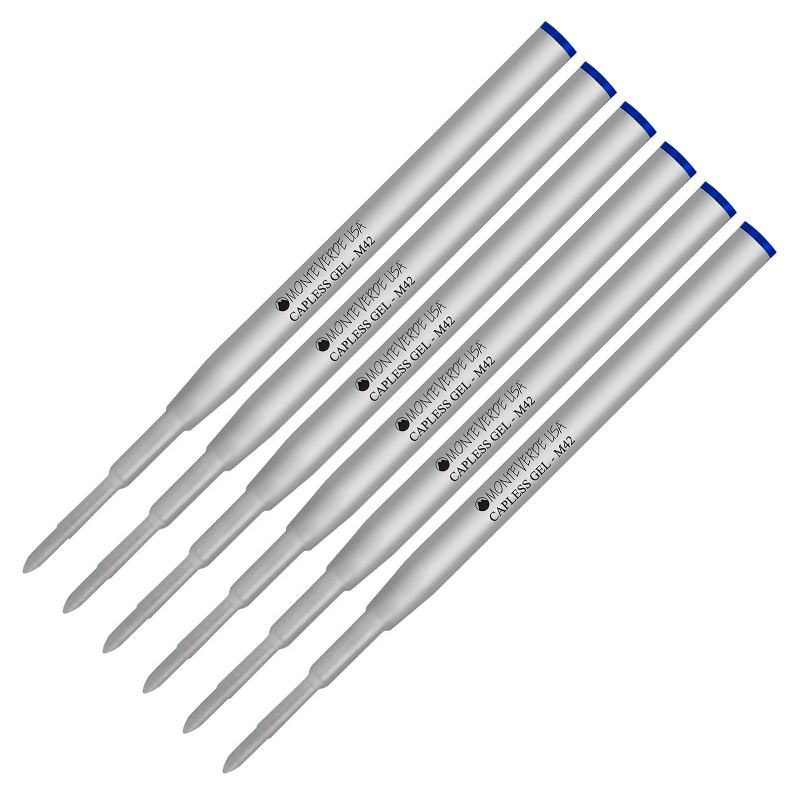 Monteverde® M42 Gel Ink Refill 6-Pack - Compatible with Montblanc® Style Ballpoint Pens - Fine Tip 0.6mm Blue Ink - Premium Smooth Writing for Business, Signatures & Daily Use