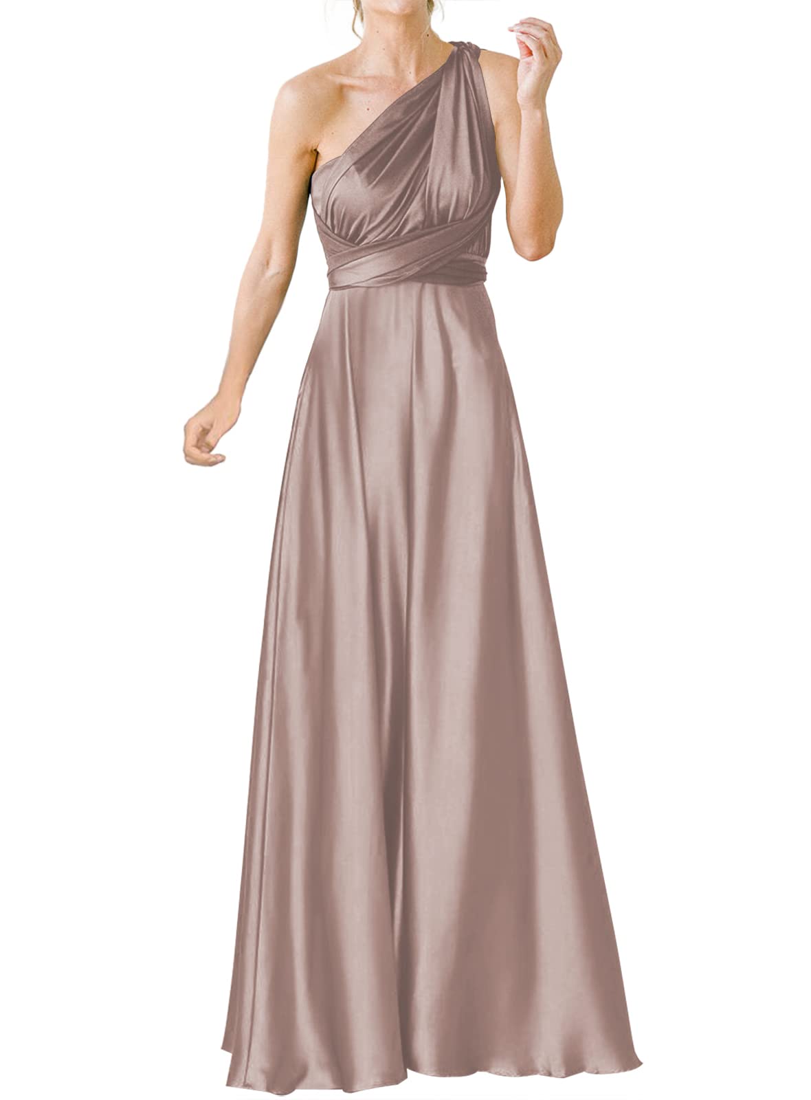 JAEDEN Elegant One Shoulder Satin Bridesmaid Dresses - Long Formal Prom Dress for Wedding Guest & Special Occasions | Perfect for Evening Galas, Cocktail Parties & Bridal Showers