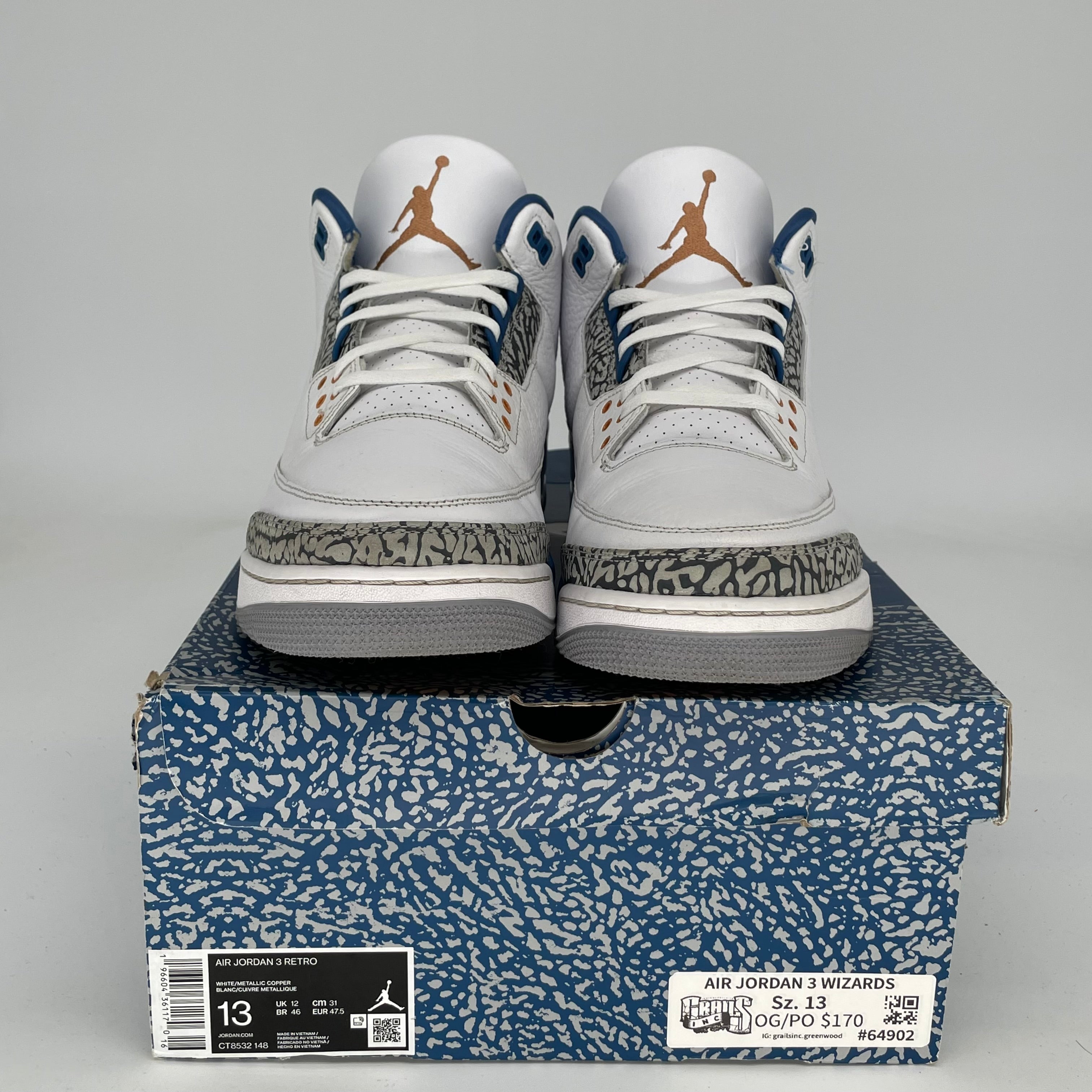 AIR JORDAN 3 WIZARDS Basketball Shoes Men's Size 13 Retro Sneakers Style CT8532-148 - Perfect for Streetwear, Casual Outfits & Basketball Games