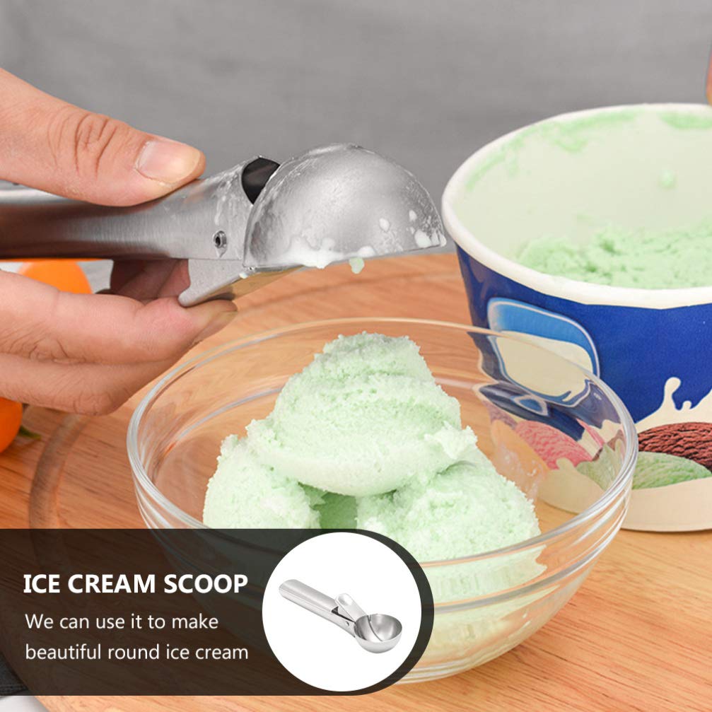 2-Pack Stainless Steel Ice Cream Scoop - Durable Fruit & Ice Ball Scooper for Home Kitchen, Dessert Serving, and Party Tableware - Perfect for Ice Cream, Sorbet, Melon Balls & Cocktail Garnishes