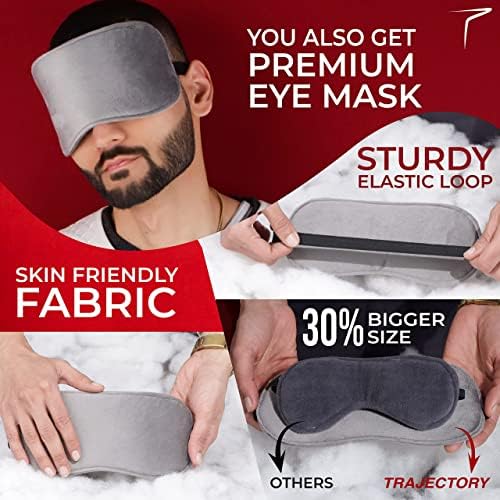 Ergonomic Memory Foam Travel Neck Pillow for Airplane, Car & Train - Comfortable Support for Sleeping on Flights & Long Trips - Grey - 5-Year Warranty - Perfect for Men & Women Travelers, Business Trips & Commuting
