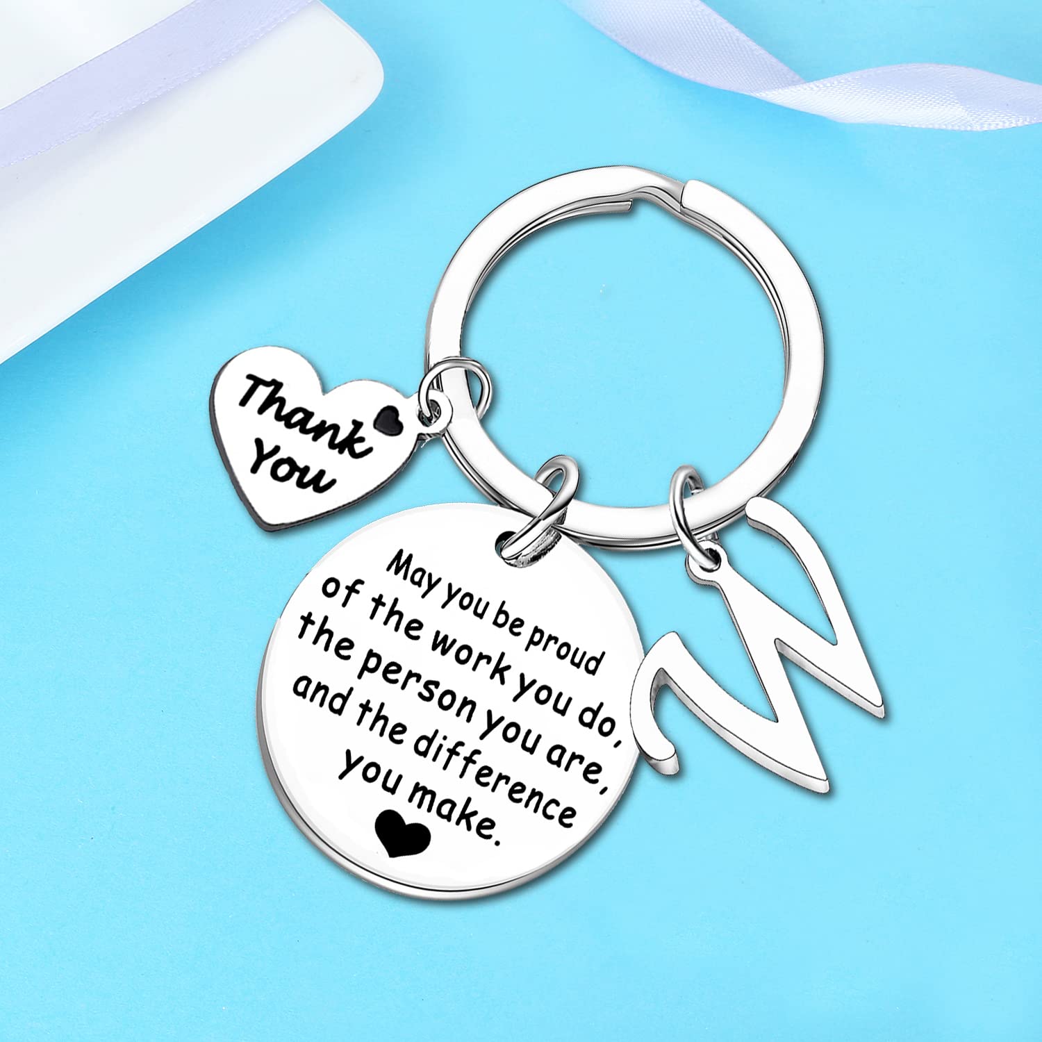 Personalized Initial Thank You Keychain Gift for Women & Men - Coworker, Boss, Teacher Farewell, Retirement, Going Away Present - Perfect for Office, School, Graduation & Special Occasions