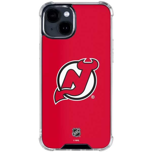 Skinit Clear iPhone 15 Case - Officially Licensed NHL New Jersey Devils Solid Background Design | Protective Slim Fit Cover for iPhone 15 | Perfect for Hockey Fans & Everyday Use