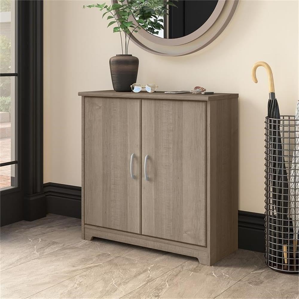 Bush Furniture Cabot Small Entryway Cabinet with Doors, Ash Gray - Stylish Storage Solution for Hallway, Living Room & Entryway Organization