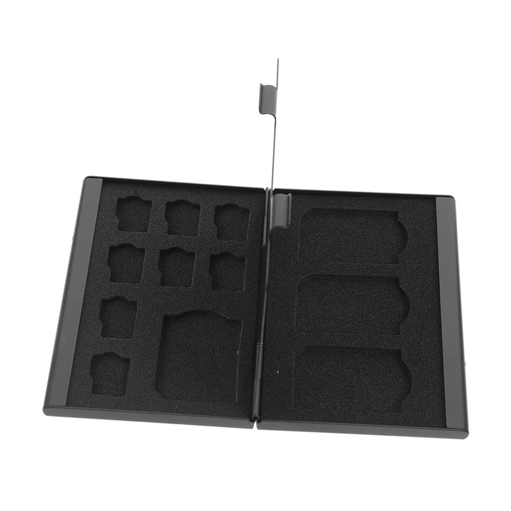 Asinfter Portable Memory Card Holder - Waterproof SD Card Case with 4 SD & 8 Micro SD Slots - Compact Memory Card Organizer for Camera, Drone, GoPro, Nintendo Switch (Black)