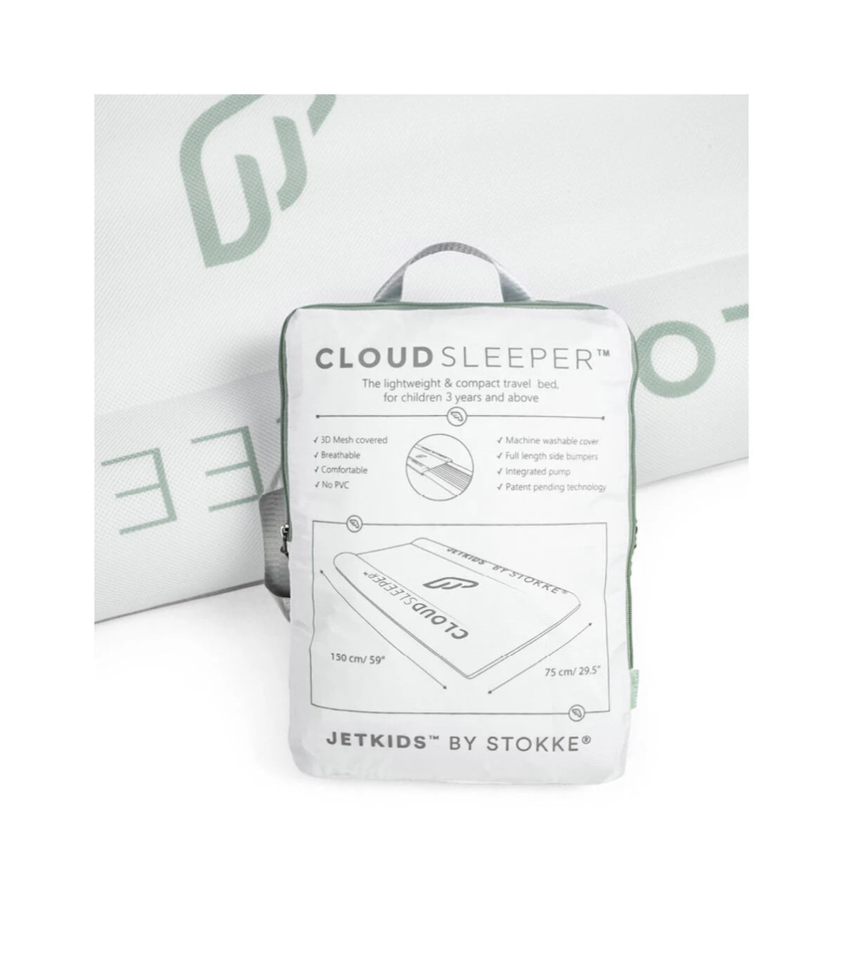 Stokke JetKids CloudSleeper Air Mattress for Kids - Portable Travel Bed for Airplanes & Cars - Compact & Comfortable Inflatable Sleeping Pad for Toddlers (Perfect for Road Trips, Flights & Camping)