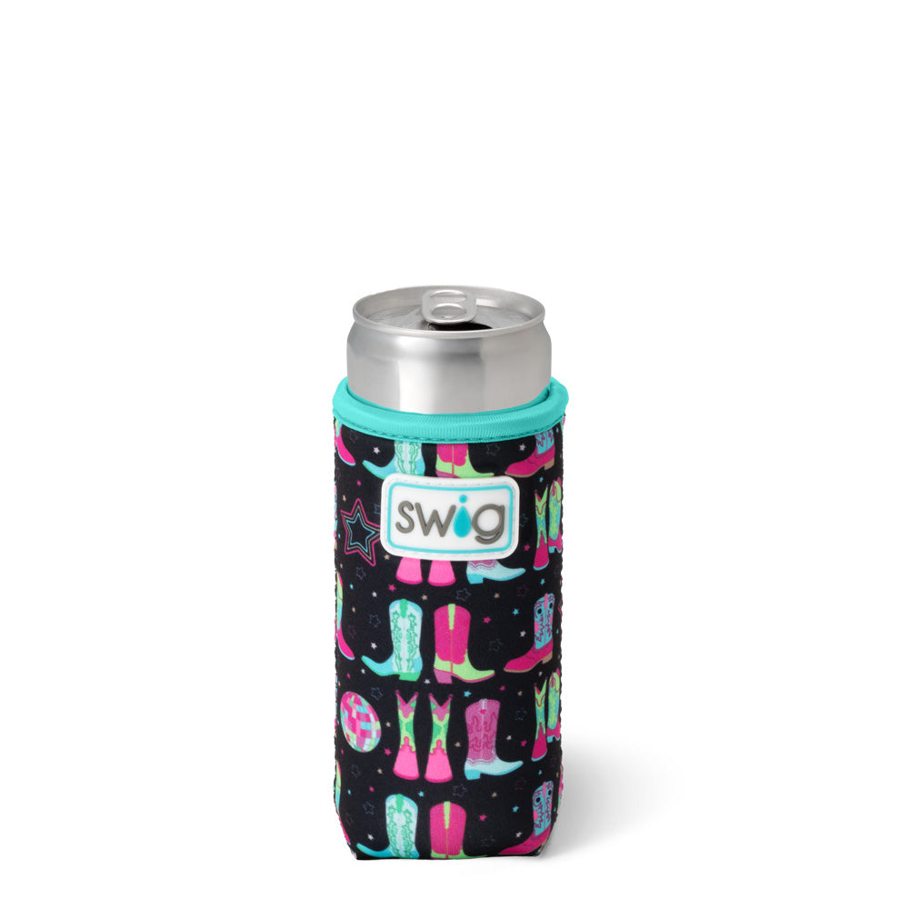 Disco Cowgirl Slim Can Cooler - Insulated Beer Can Holder for 12oz Cans - Perfect for Parties, BBQs, and Country Music Festivals