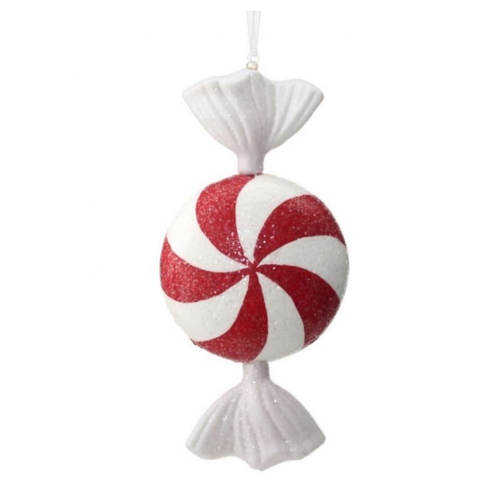 Festive Peppermint Candy Ornament - White Christmas Tree Decoration for Holiday Home Decor & Party Favors
