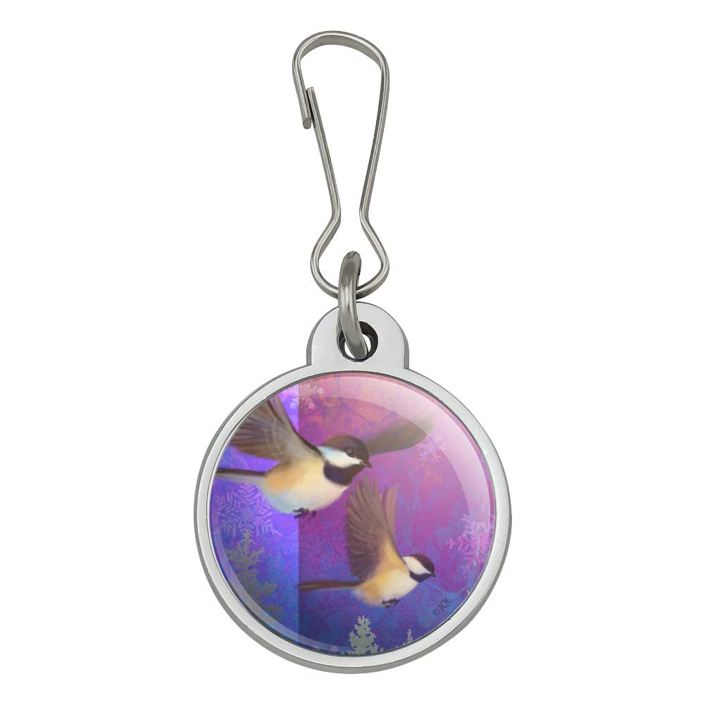 Christmas Holiday Chickadees Birds Jacket Handbag Purse Luggage Backpack Zipper Pull Charm - Cute Winter Accessory for Travel, Gifts & Fashion Style