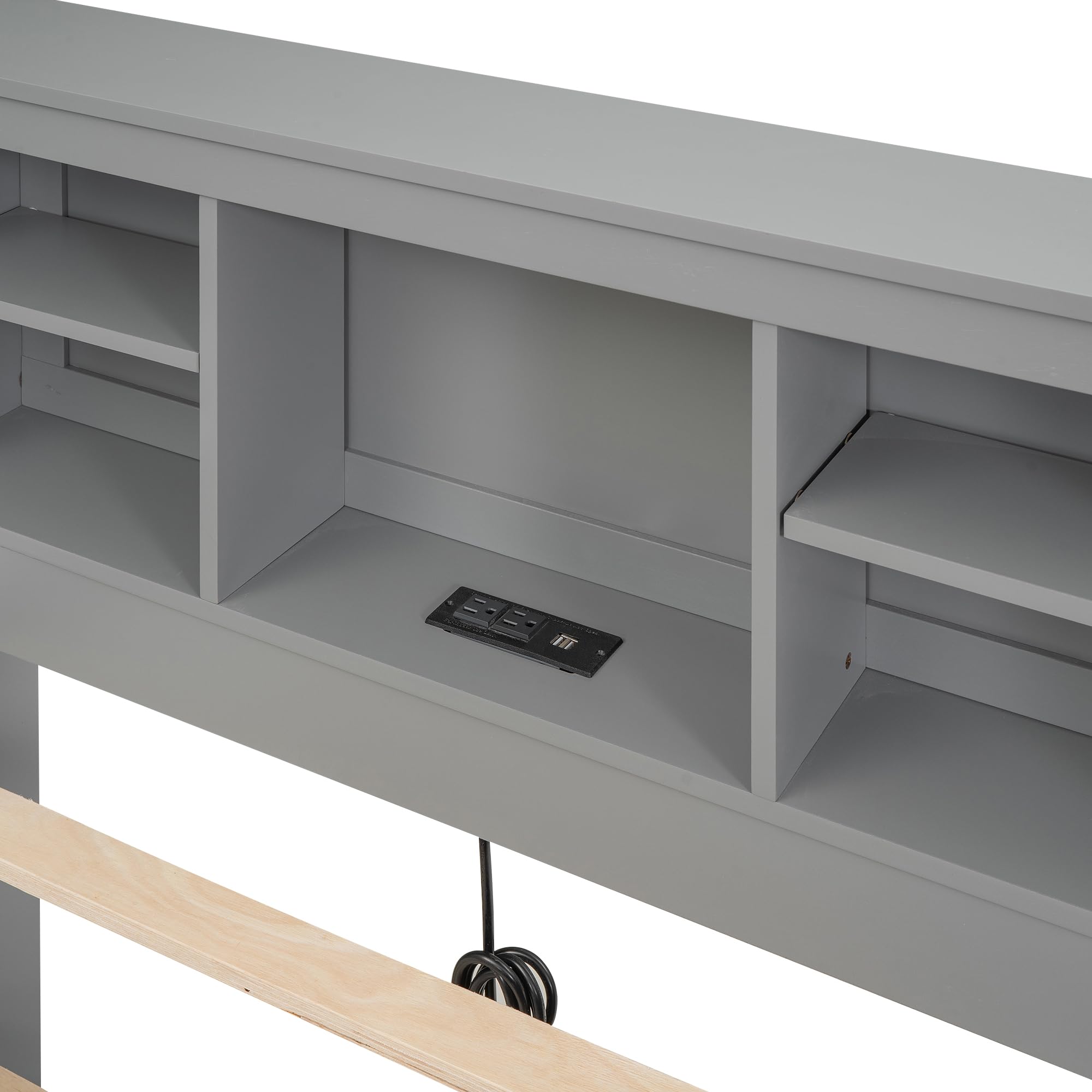 Harper & Bright Designs Twin Bed with Trundle and Storage Drawers, Wooden Twin Bed Frame with Bookcase Headboard & USB Ports - Space-Saving Solution for Kids, Teens & Adults (Gray) | Perfect for Small Bedrooms, Guest Rooms & Dormitories