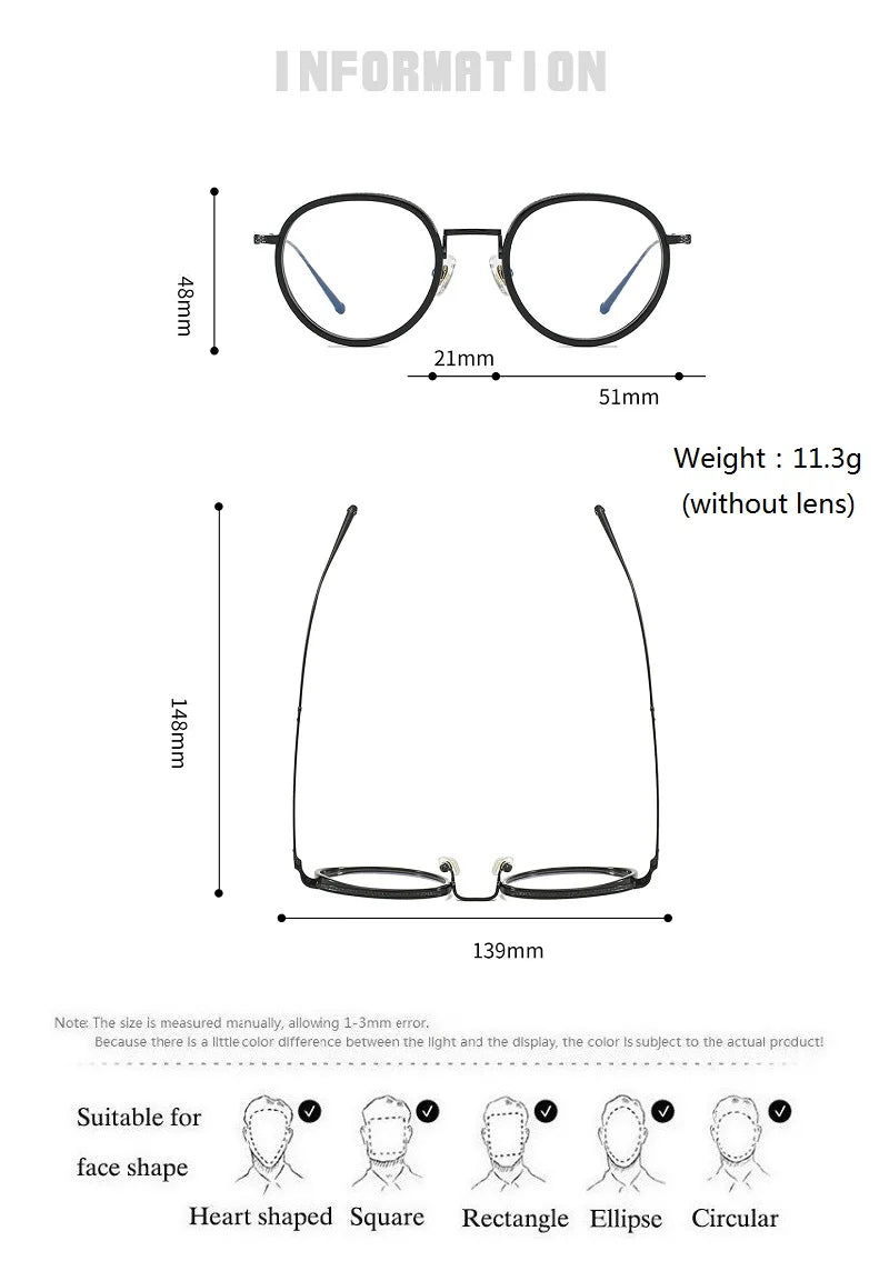 Stylish Aimee Unisex Full Rim Oval Round Titanium Acetate Eyeglasses Frame 5911 - Lightweight & Durable for Work, Reading & Fashion