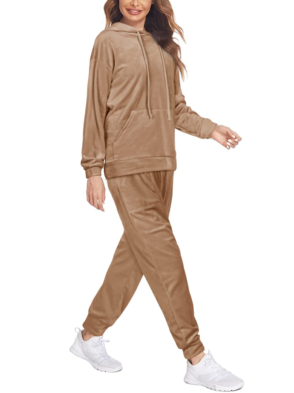 REORIA Women's Long Sleeve Hoodie & Jogger Pants Set - Solid Color Two Piece Tracksuit Outfit with Crewneck Sweatshirt | Perfect for Gym, Lounge & Casual Wear
