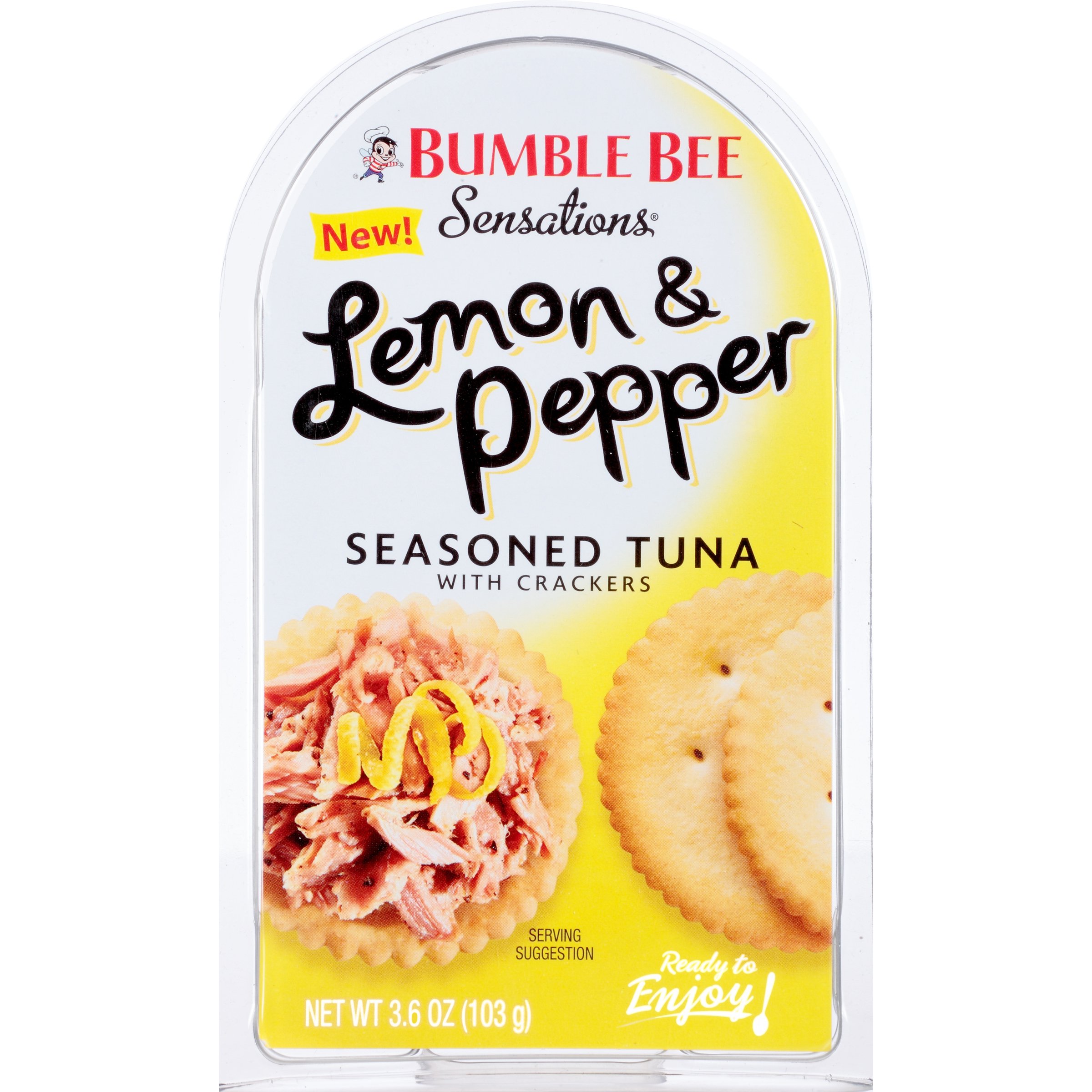 BUMBLE BEE Sensations Lemon Pepper Tuna Snack Kit with Crackers - High Protein, Gluten Free Canned Tuna - 12 Pack (3.6 oz Each) - Perfect for Office Lunches, Road Trips & Emergency Food Supply