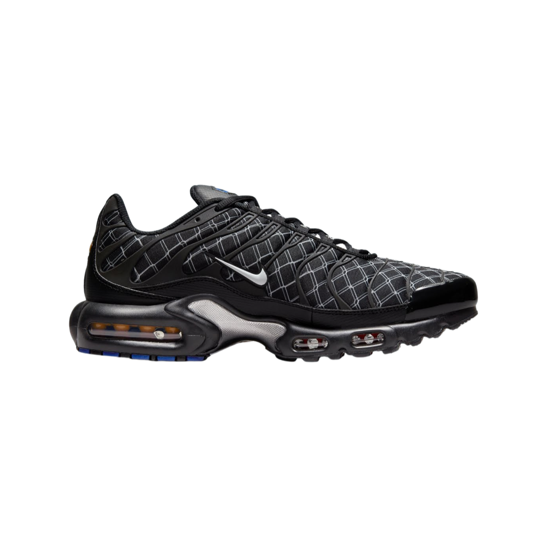 Nike Air Max Plus Men's Running Shoes - Black, White & Hyper Blue - Comfortable Cushioning for Jogging, Gym & Casual Wear - France Edition