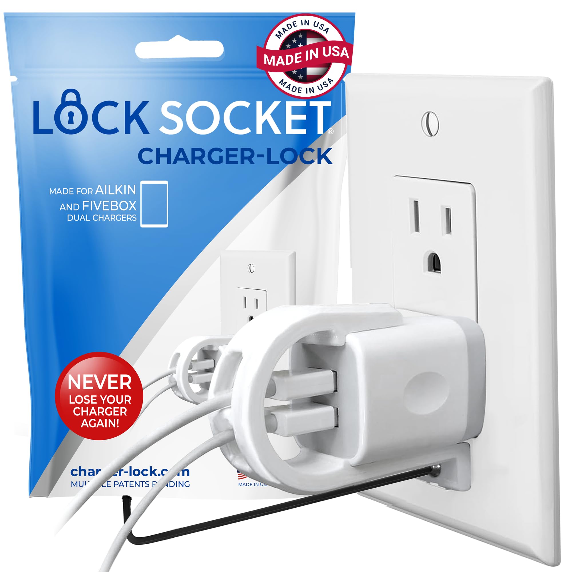 **Ailkin Dual Charger Lock Socket - Anti-Theft & Tug-Proof Charger Lock System with Security Screw | Secure Your EV Charger from Unplugging | Perfect for Home, Garage & Public Charging Stations**