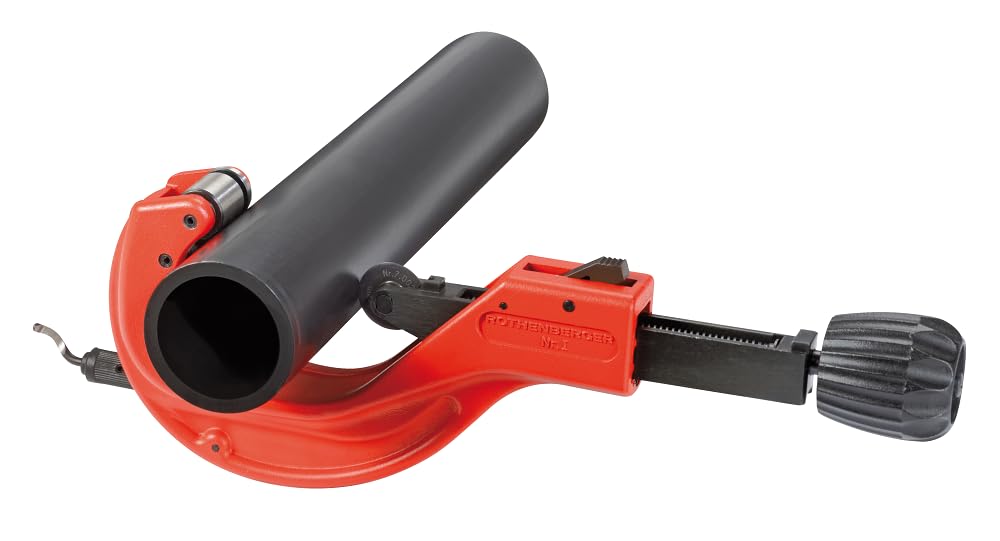 Rothenberger 70032 Automatic Tube Cutter with Ratchet Telescopic Guide - Retractable Internal Deburring Tool & Spare Cutter Wheel - for 2