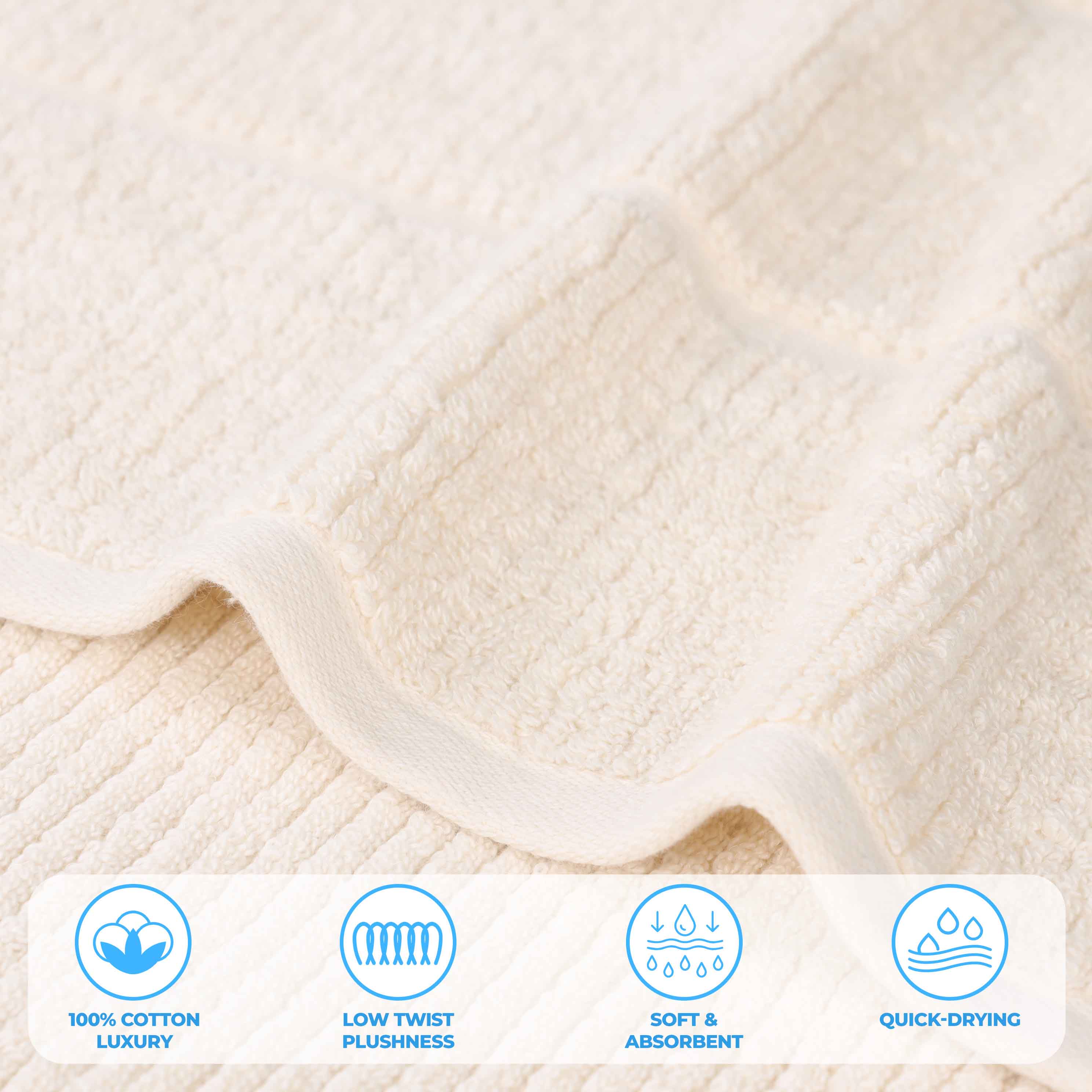 Milo Smart Twist Cotton Solid Ribbed Design Bath Sheets, Set of 2 - Ultra Soft & Absorbent Luxury Towels for Spa, Bathroom & Beach Use