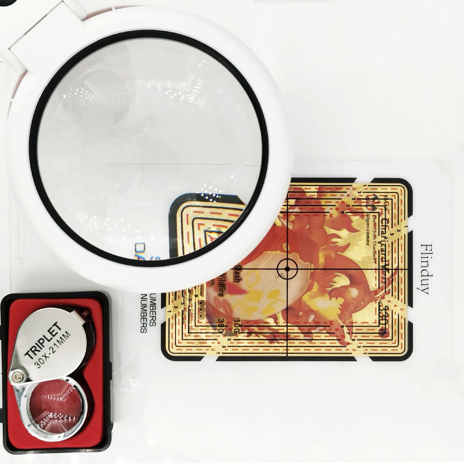 Flinduy Gem Mint Card Grading Tool for Pokemon - Professional Card Centering & Grading Kit with LED Light, Cleaning Tools & Detailed Inspection Set | Perfect for Collectors, TCG Tournaments & Card Authentication