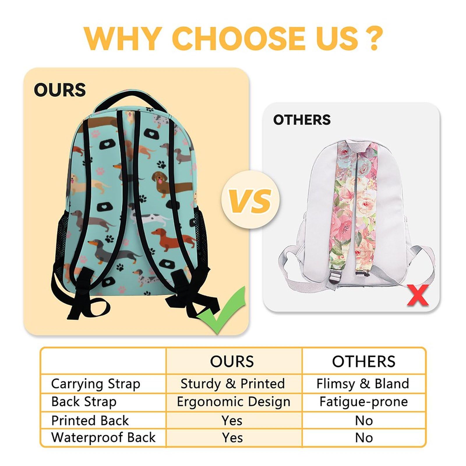 Personalized Kids School Backpack for Boys & Girls - 16 Inch Green Bookbag with Cute Dachshund Dog Pattern, Large Capacity Backpack for Elementary Students | Perfect for School, Travel & Daily Use