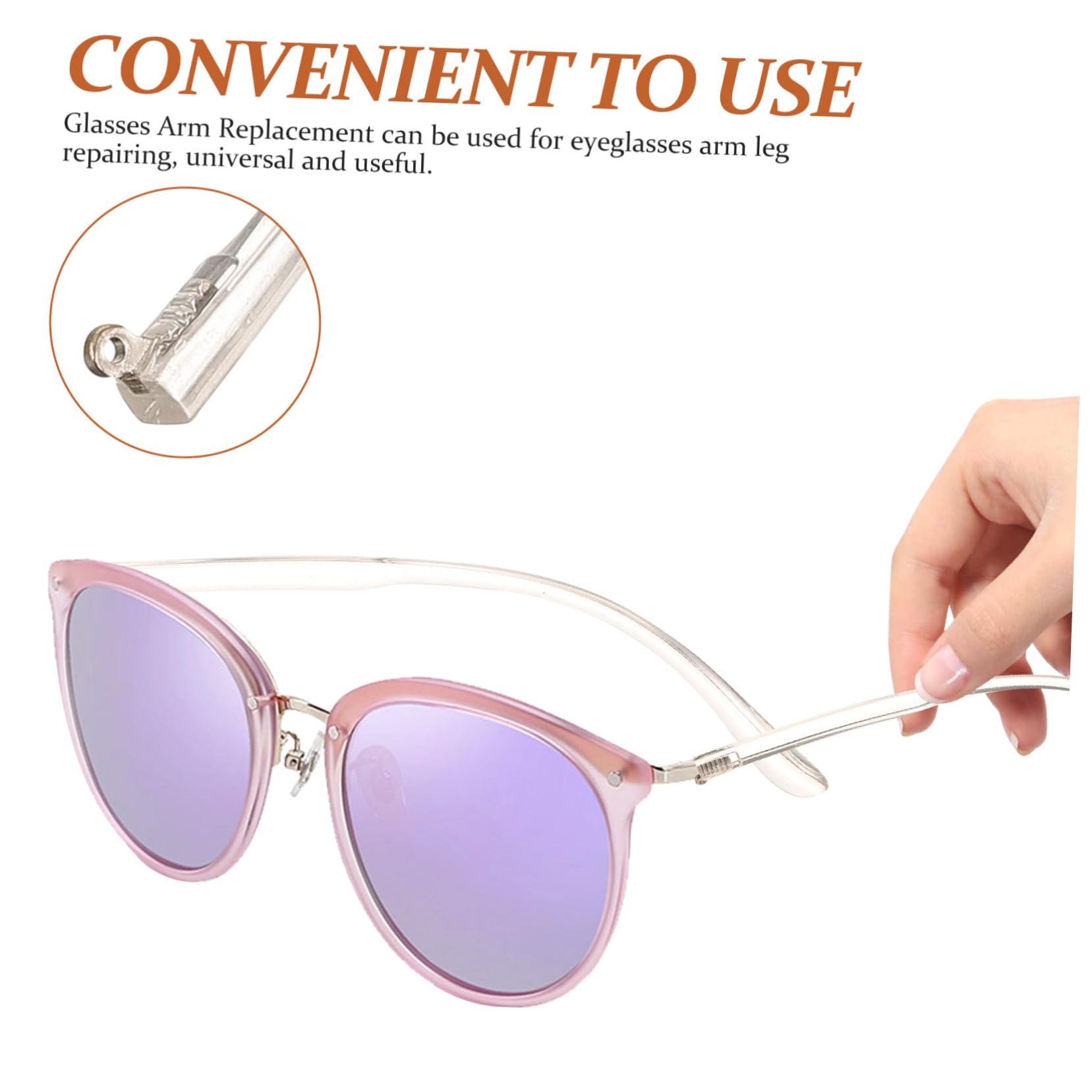 WOFASHPURET Glasses Replacement Arms - 1 Pair Metal & Acrylic Sunglass Legs for Eyewear Frame Repair Kit | Perfect for Broken Glasses, Sunglasses, and Optical Frame Repairs at Home or Office