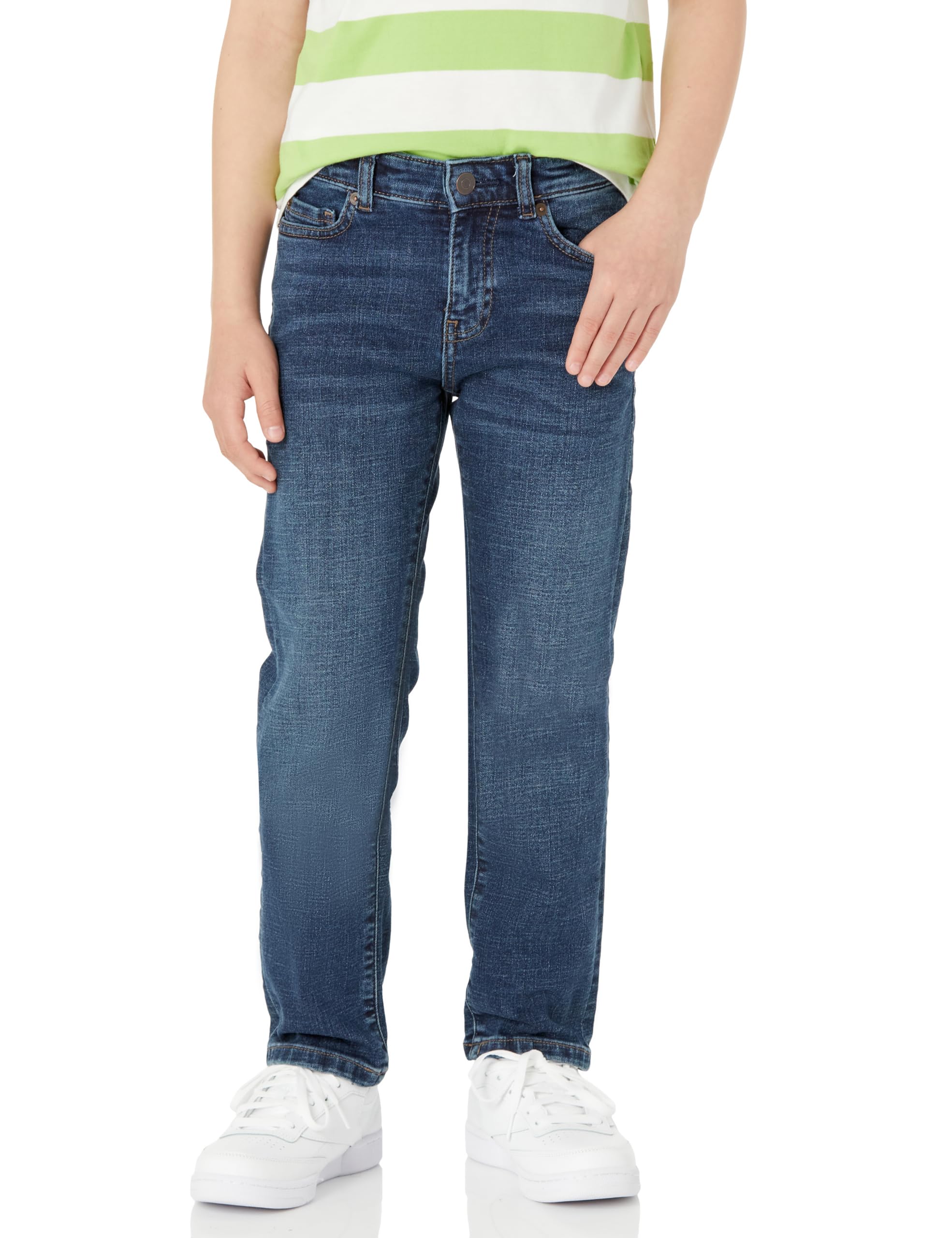 Amazon Essentials Boys' Regular Straight-Fit Jeans - Comfortable Durable Denim Pants for School, Play & Everyday Wear | Sizes 4-18