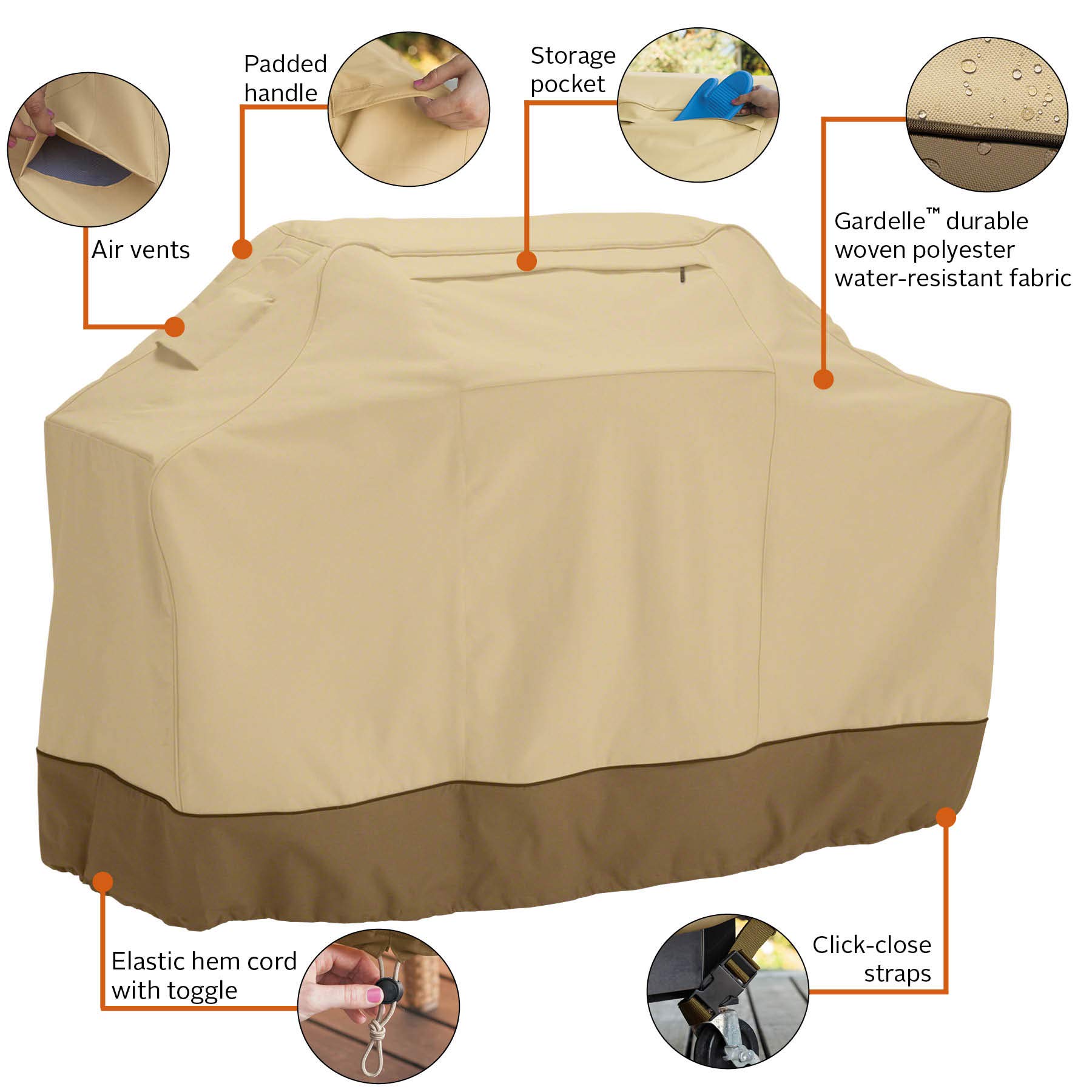 Classic Accessories Veranda 80-Inch Water-Resistant BBQ Grill Cover - Heavy Duty Outdoor Gas & Charcoal Grill Protector for Patio, Backyard, and Camping Use