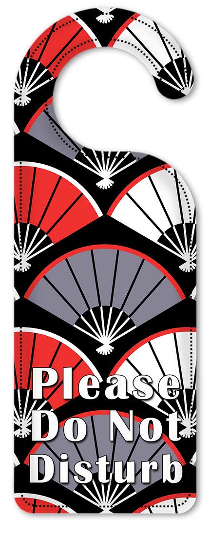 Artistic Do Not Disturb Door Hanger Sign - Red, White & Gray Fan Design for Hotels, Bedrooms & Privacy - Perfect for Home, Office & Travel Use
