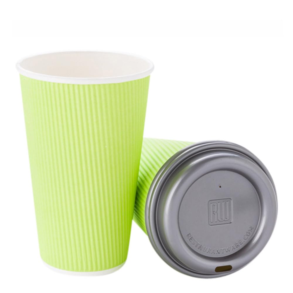 16oz Disposable Coffee Cups (500 Pack) - Eco-Friendly Ripple Wall Hot Cups for Coffee, Tea & More | Rolled Rim, Insulated Paper Cups | Lids Sold Separately | Perfect for Cafes, Offices & Home Use