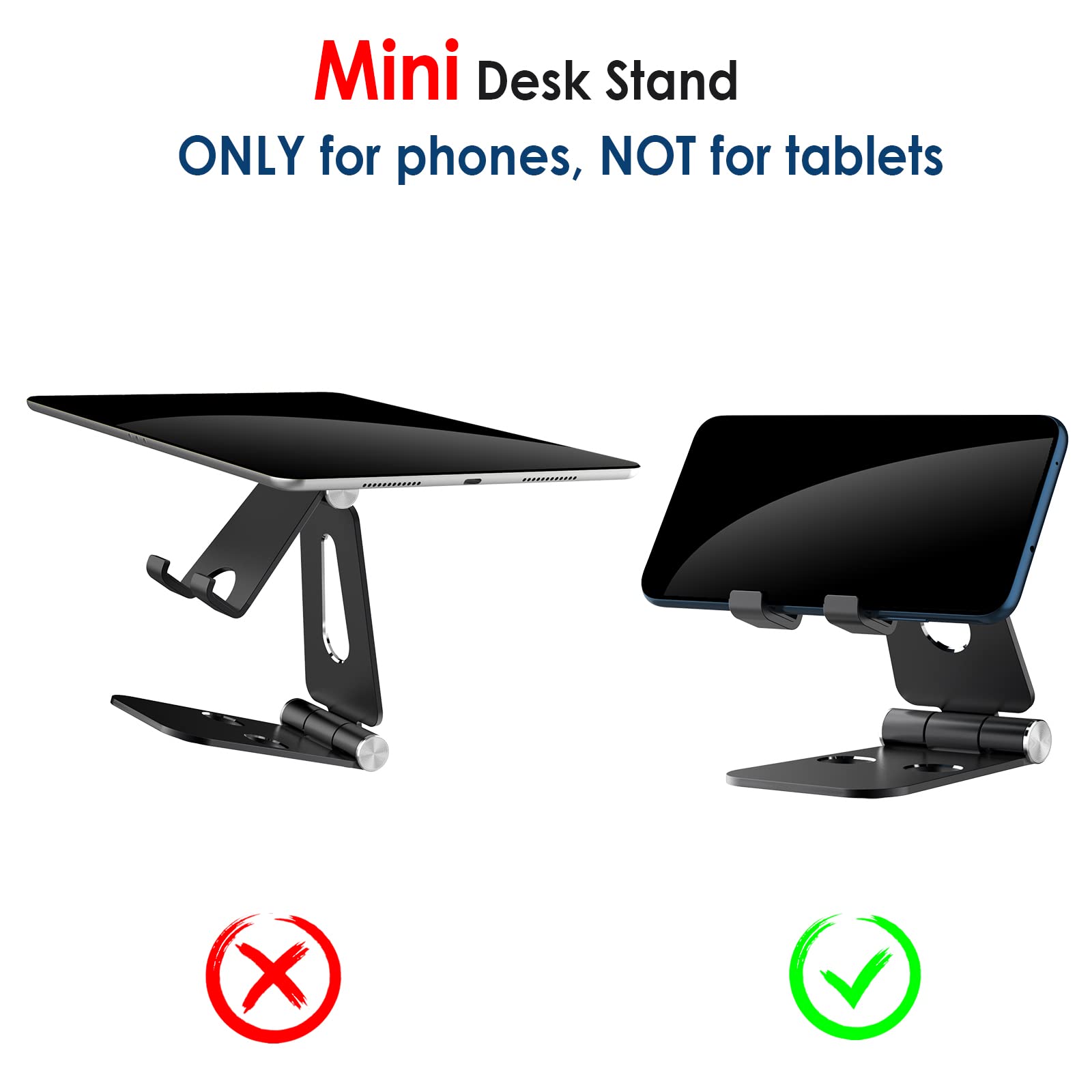 Simpeak Universal Phone Stand Holder - Compact Aluminum Desk Dock for iPhone, Samsung & Smartphones - Black | Perfect for Home, Office & Travel Use