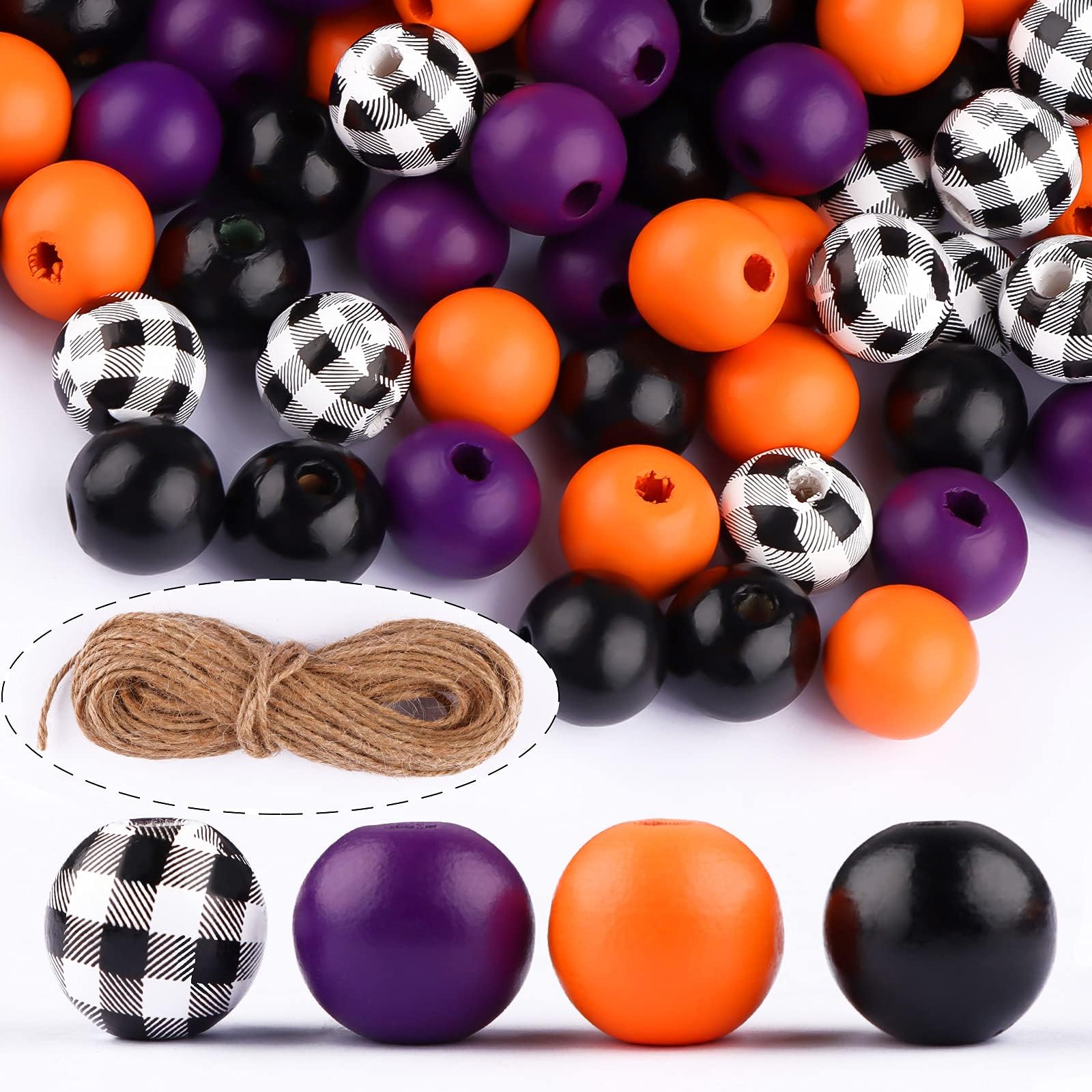 Lanstics 200-Piece Halloween Wooden Round Beads for DIY Crafts - Colorful Handmade Spacer Beads for Jewelry Making, Bracelets & Garland Decor - Perfect for Halloween Party, Home Decor & Seasonal Crafts