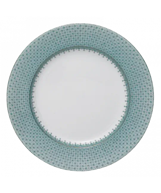 Elegant Green Lace Dinner Plates - Set of 6 Fine China Plates for Formal Dining, Wedding, and Special Occasions