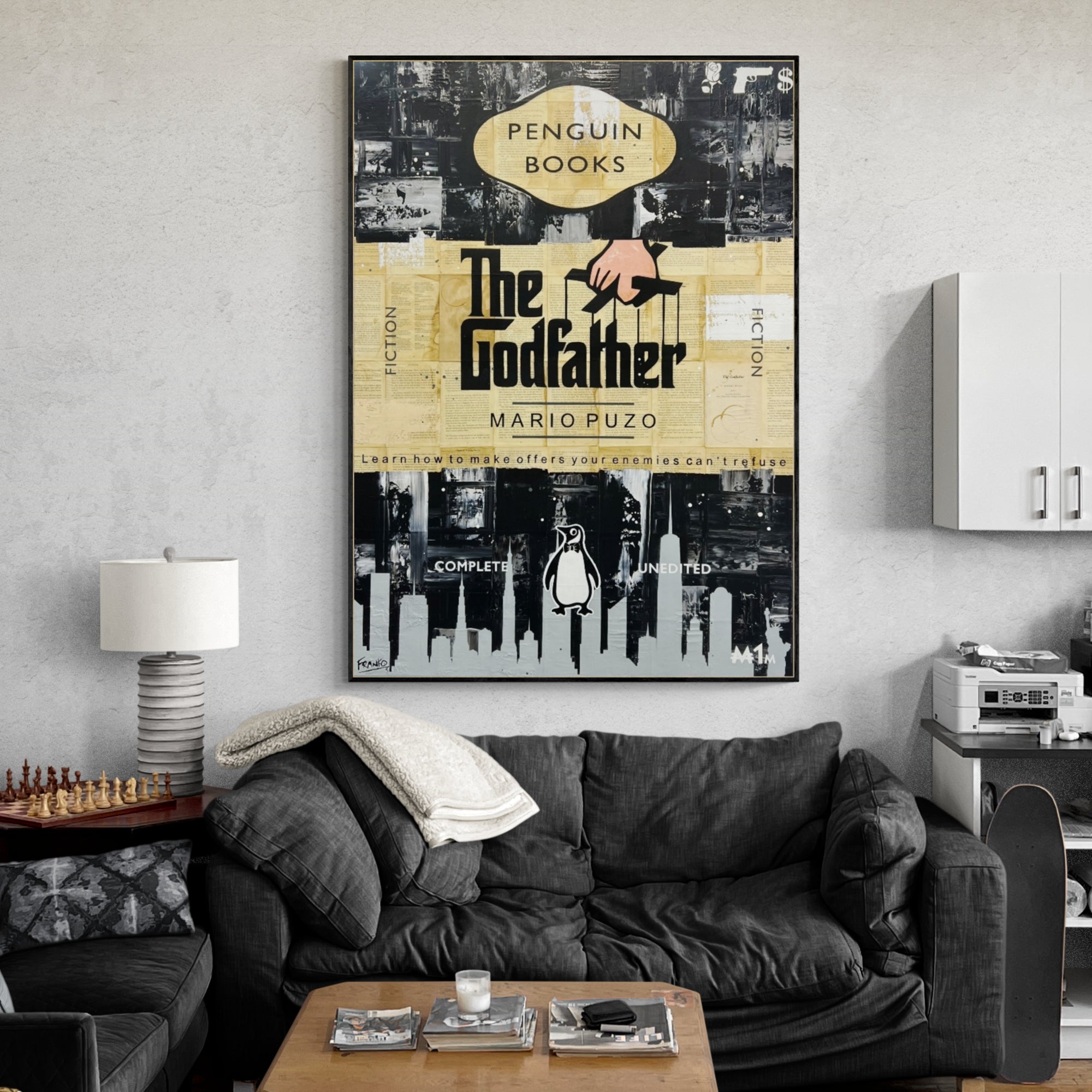 140cm x 100cm Italian God Urban Pop Art Canvas Painting - Modern Wall Decor for Living Room, Bedroom & Book Club