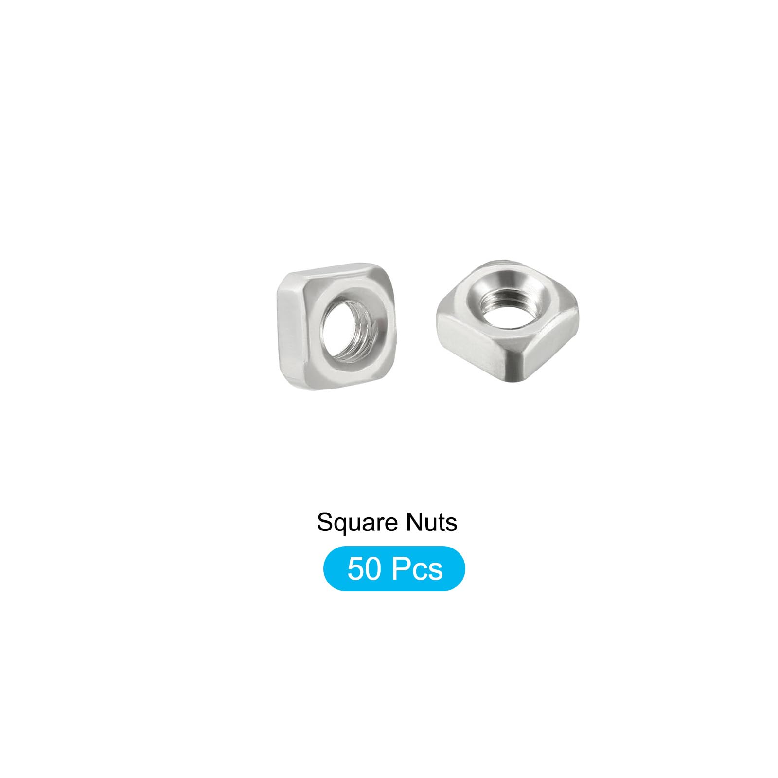 METALLIXITY M4x0.7mm Square Nuts 50Pcs - 304 Stainless Steel Fastener Hardware for Furniture, Construction & Mechanical Equipment - Corrosion Resistant Silver Nuts (Perfect for DIY Projects, Home Improvement & Industrial Applications)