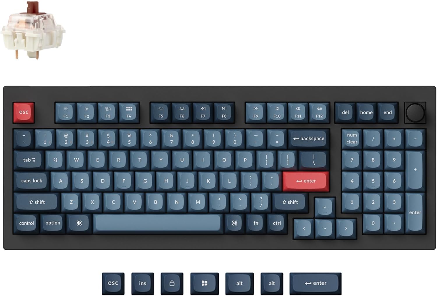 Keychron V5 Max Wireless Custom Mechanical Keyboard with Knob - 96% Layout, QMK/VIA Programmable, Bluetooth 5.1/2.4GHz/Wired, RGB Backlit, Hot-Swappable Gateron Jupiter Brown Switches - Compatible with Mac & Windows - Perfect for Gaming, Coding & Office Work