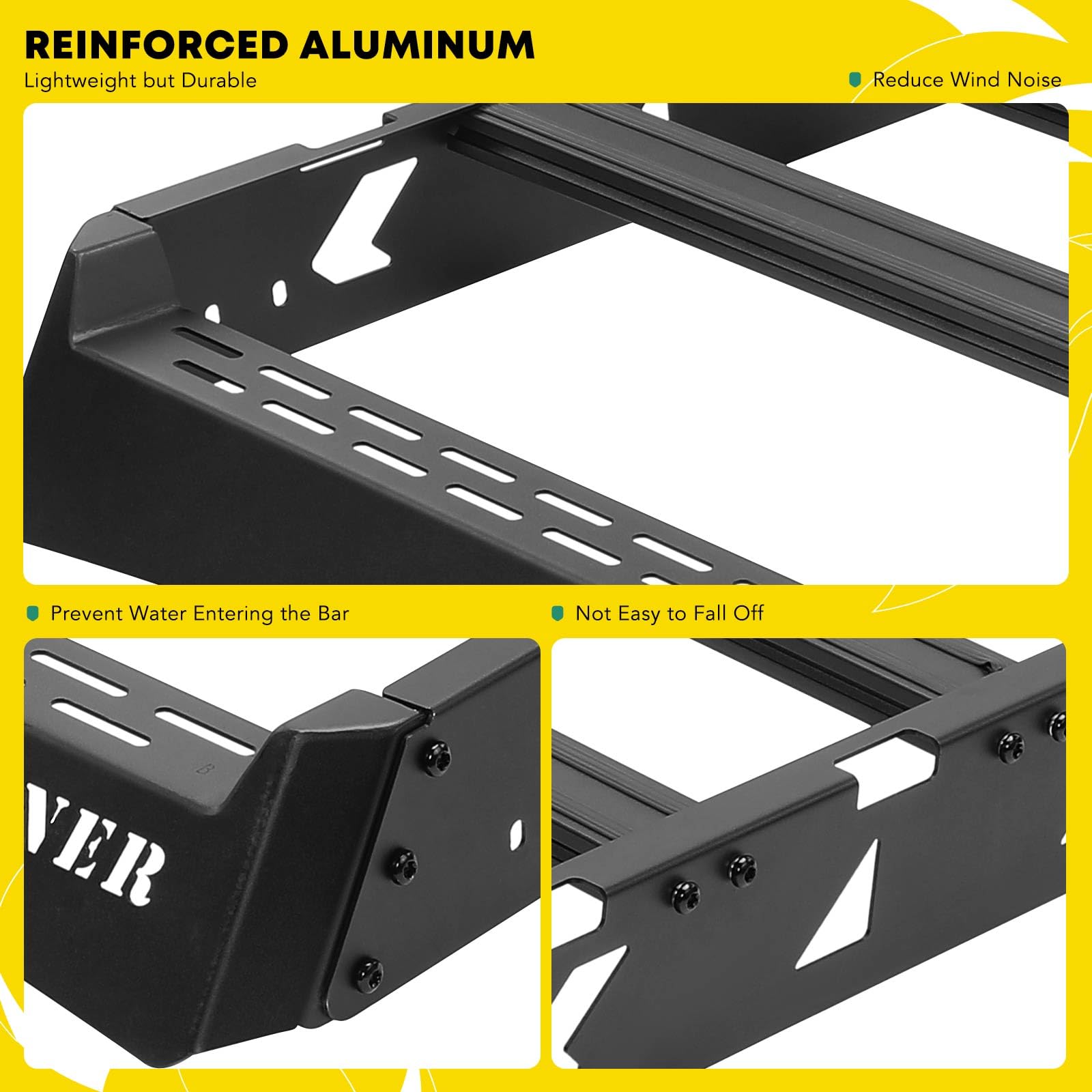 YHTAUTO 165 Lbs Aluminum Alloy Car Roof Rack Cargo Carrier - Compatible with Toyota 4Runner 2010-2024 (5th Gen) - Heavy Duty Luggage Rack for Rooftop Tent, Kayak, Bike, Snowboard, Ski & Canoe - Perfect for Camping, Road Trips & Outdoor Adventures