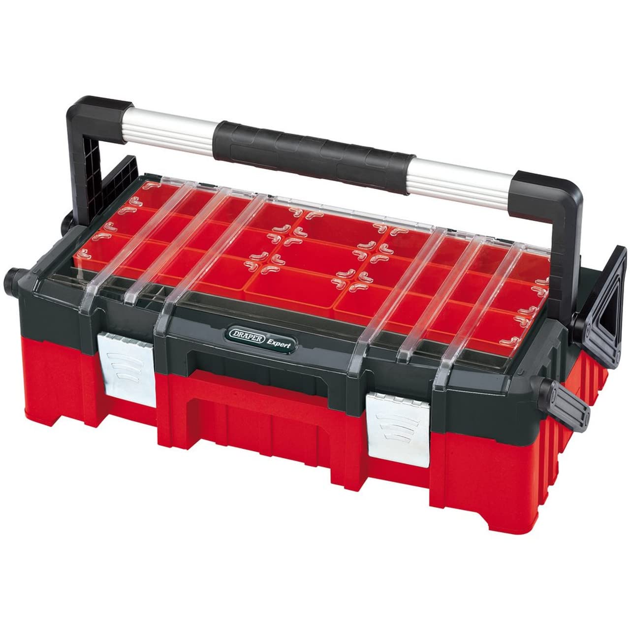 Draper 5180 Heavy Duty Plastic Cantilever Tool Box - Durable Storage for Hand Tools, Wrenches, Screwdrivers - Ideal for Home Garage, Workshop, and Job Site Organization