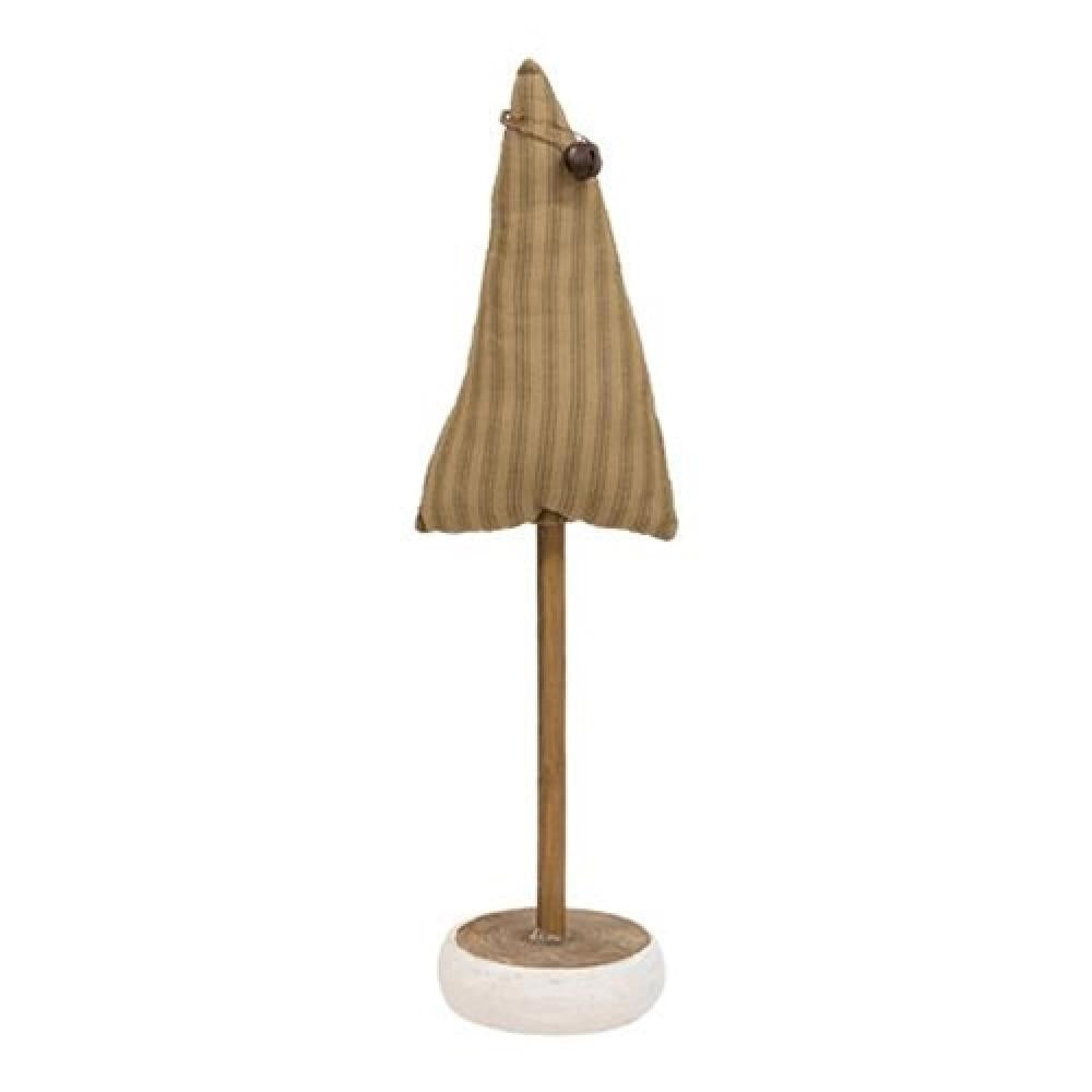 Green Ticking Stripe Christmas Tree with Base - 13 Inch Artificial Xmas Tree for Holiday Home Decor, Office & Party Decoration