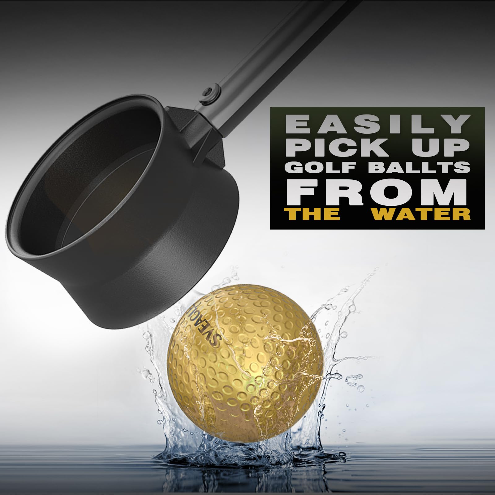 12Ft/9Ft Telescopic Golf Ball Retriever - Stainless Steel Water Golf Ball Grabber & Picker Tool - Perfect for Lakes, Ponds & Water Hazards - Essential Golf Accessories