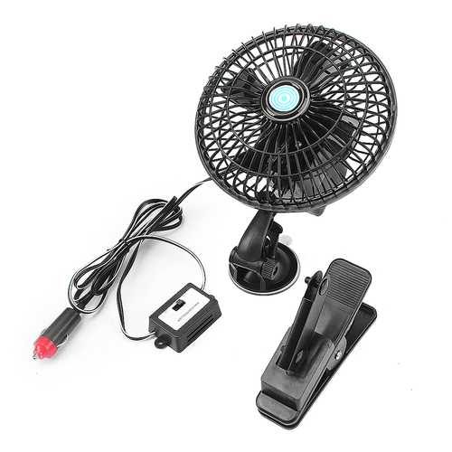 12V 6-Inch Clip-On Car Oscillating Fan with 2M Cable & Speed Control - Perfect for Truck, Van, RV Cooling & Ventilation on Hot Summer Days