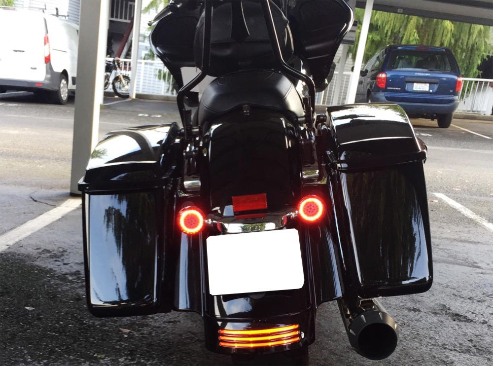 2 Pack 1157 Dual Filament LED Bulbs - Red Turn Signal Tail Brake Lights Compatible with Harley Davidson Motorcycles - High Visibility for Night Riding & Safety