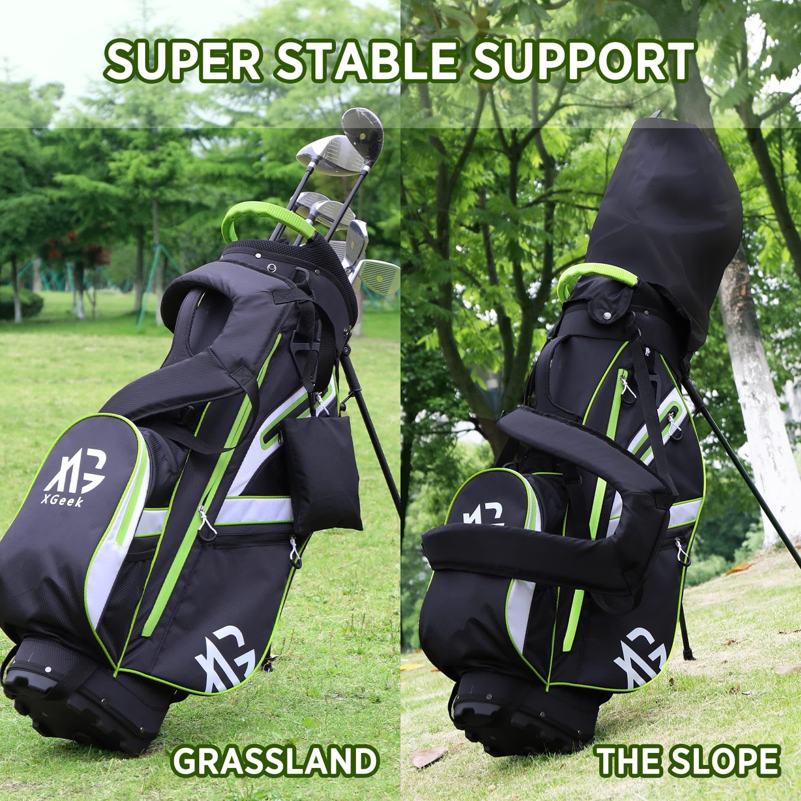 XDriveMax Lightweight Golf Stand Bag with Double Strap, Rain Cover & Accessories - Premium Golf Club Bag for Men & Women - Perfect for Course Play, Travel & Practice Sessions