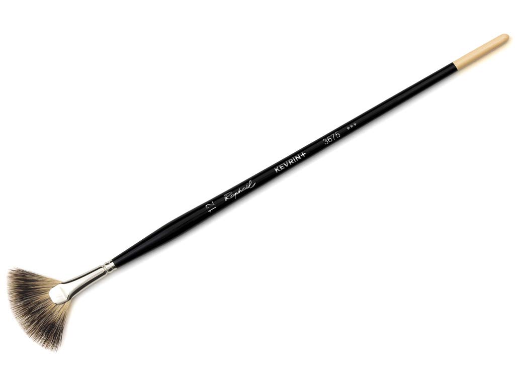 Raphael Kevrin+ 3675 Professional Synthetic Blend Makeup Brush - Badger Fan Brush Size 12 for Foundation, Contouring & Blending | Natural Bristles for Flawless Makeup Application