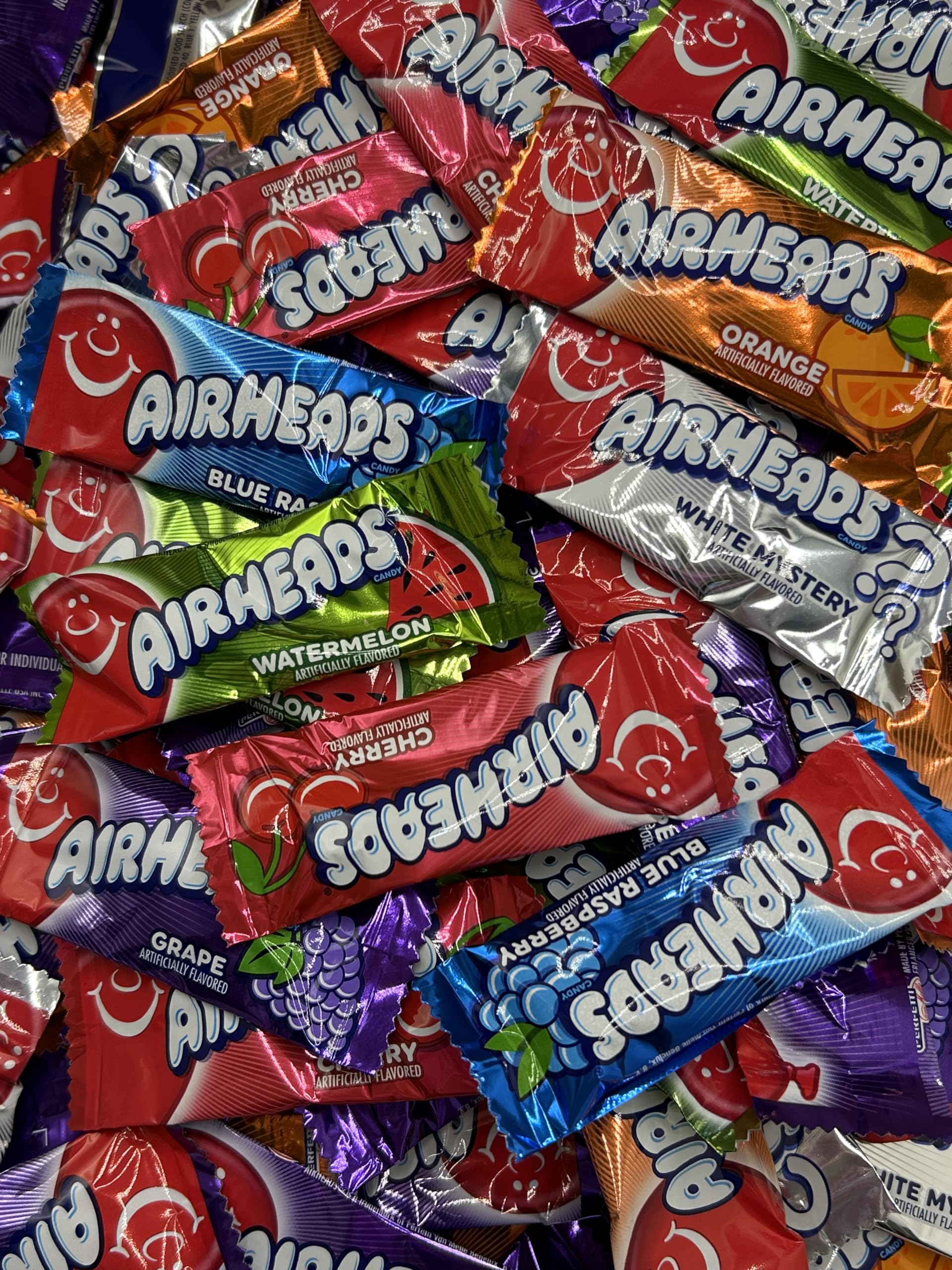 Airheads Mini Bars 2 Pounds (70 Pieces) - Individually Wrapped Assorted Fruit Flavors (Cherry, Grape, Orange, Watermelon & Mystery) - Bulk Hard Candy for Kids, Parties & Movie Nights - Perfect for Halloween, Christmas, Birthdays & Family Gatherings - Fun Snacks for School Lunches, Office Treats & Candy Buffets